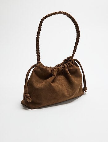 Borsa a sacchetto effetto camoscio