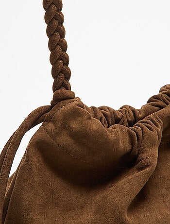 Borsa a sacchetto effetto camoscio