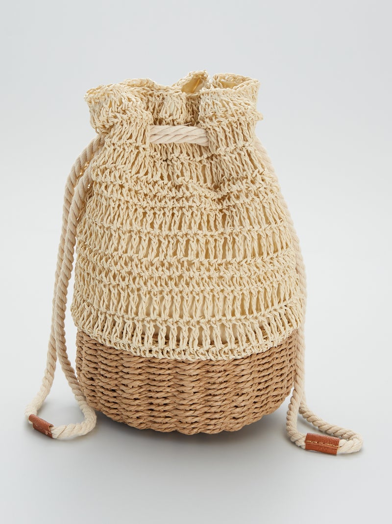 Borsa a secchiello in pelle BEIGE - Kiabi