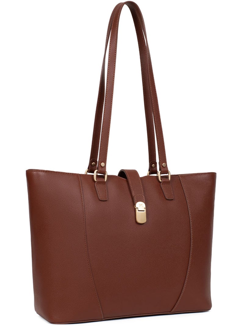 Borsa a spalla - A4 - Pelle AUDE Marrone - Kiabi