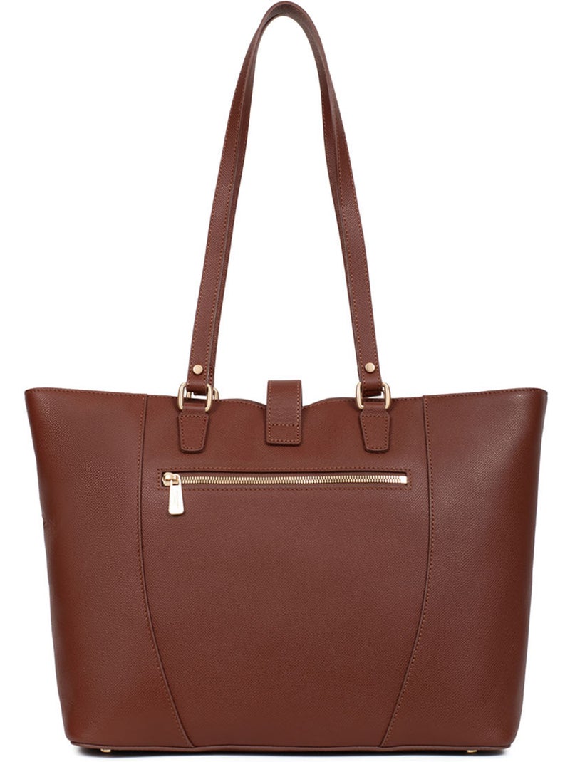 Borsa a spalla - A4 - Pelle AUDE Marrone - Kiabi