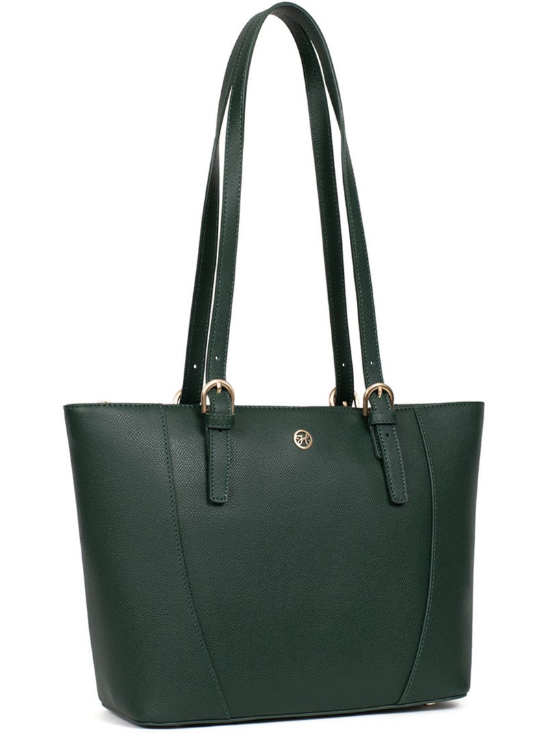 Borsa a spalla - pelle aude hexagona Verde scuro - Kiabi