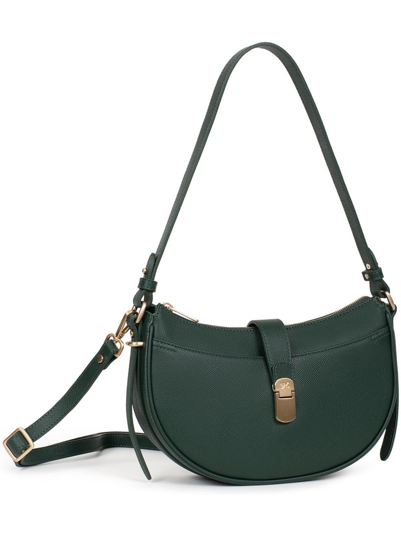 Borsa a spalla 1 manico - Pelle AUDE Verde scuro - Kiabi