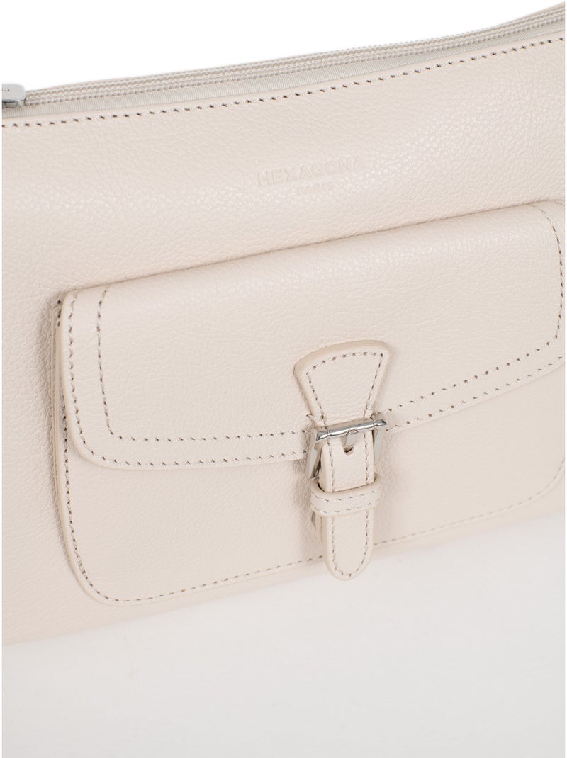 Borsa a spalla 1 manico - pelle mirabelle hexagona Avorio - Kiabi