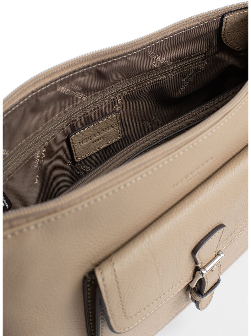Borsa a spalla 1 manico - pelle mirabelle hexagona Marrone glacé - Kiabi
