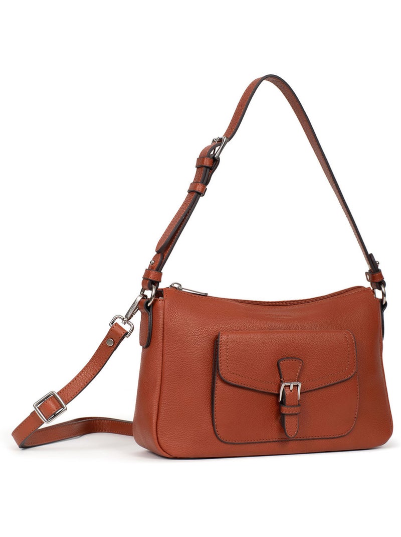Borsa a spalla 1 manico - pelle mirabelle hexagona Marrone - Kiabi