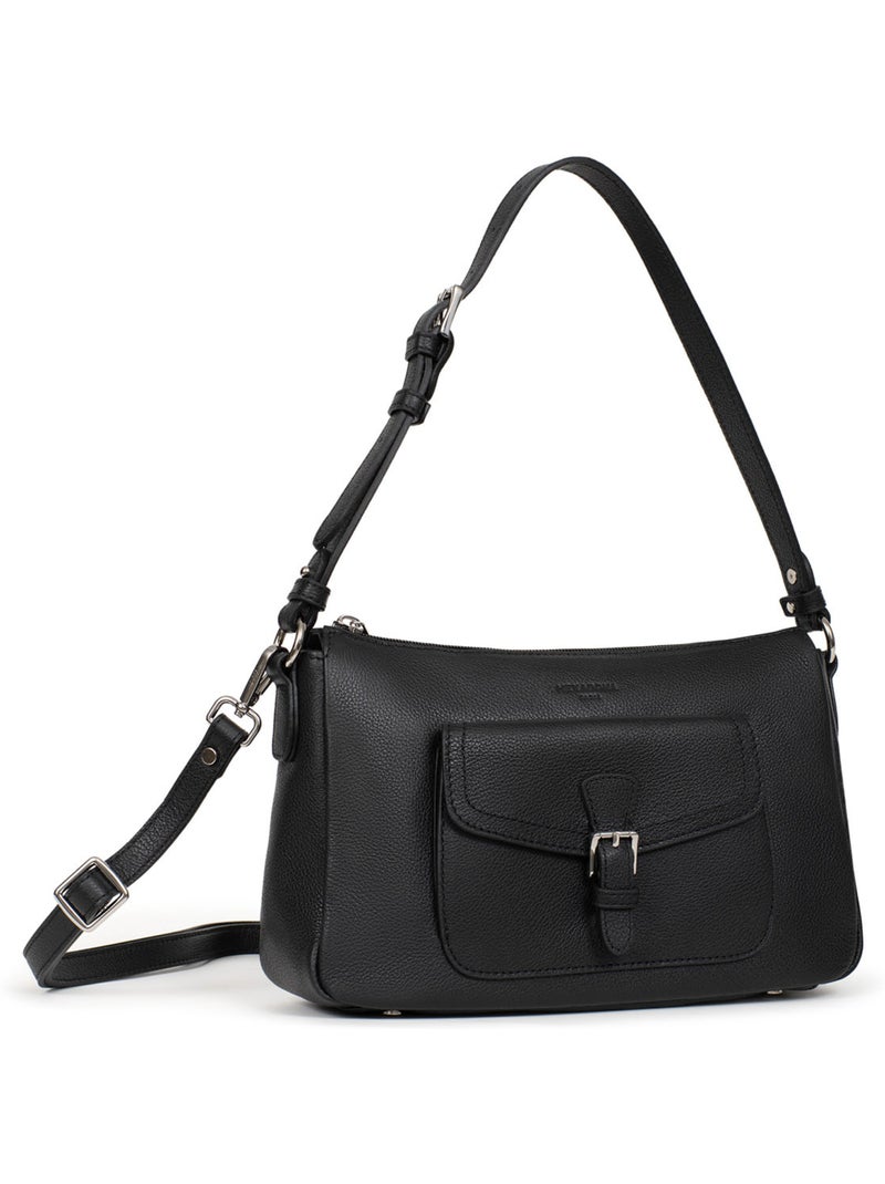 Borsa a spalla 1 manico - pelle mirabelle hexagona Nero - Kiabi