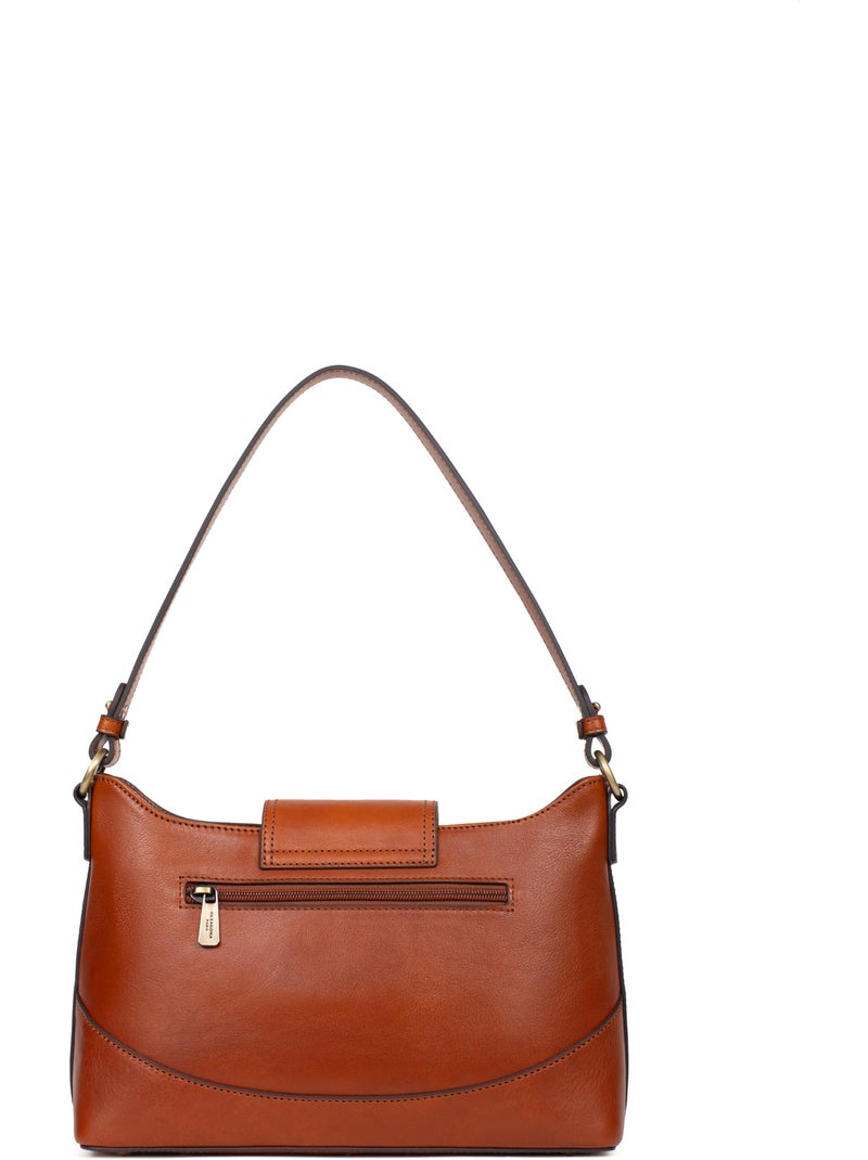 Borsa a spalla 1 manico - pelle ondine hexagona Cognac - Kiabi