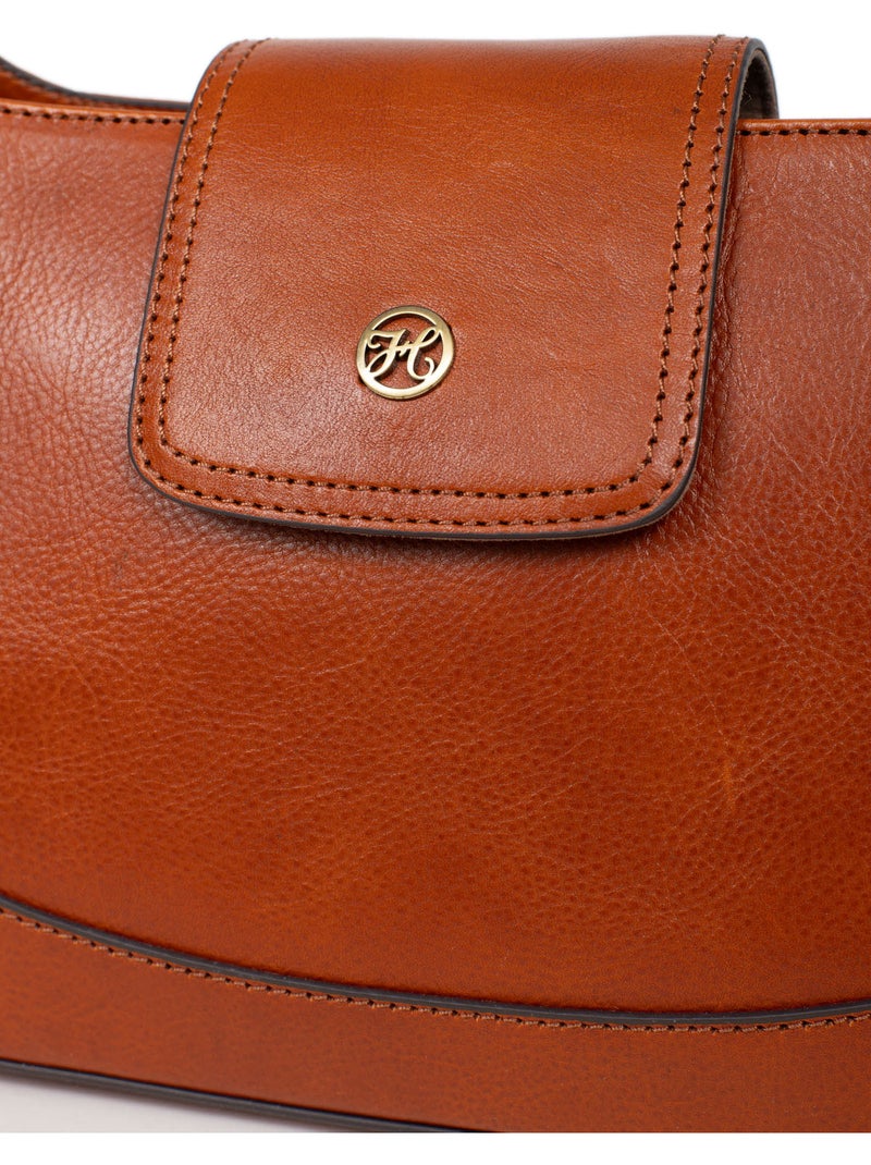 Borsa a spalla 1 manico - pelle ondine hexagona Cognac - Kiabi