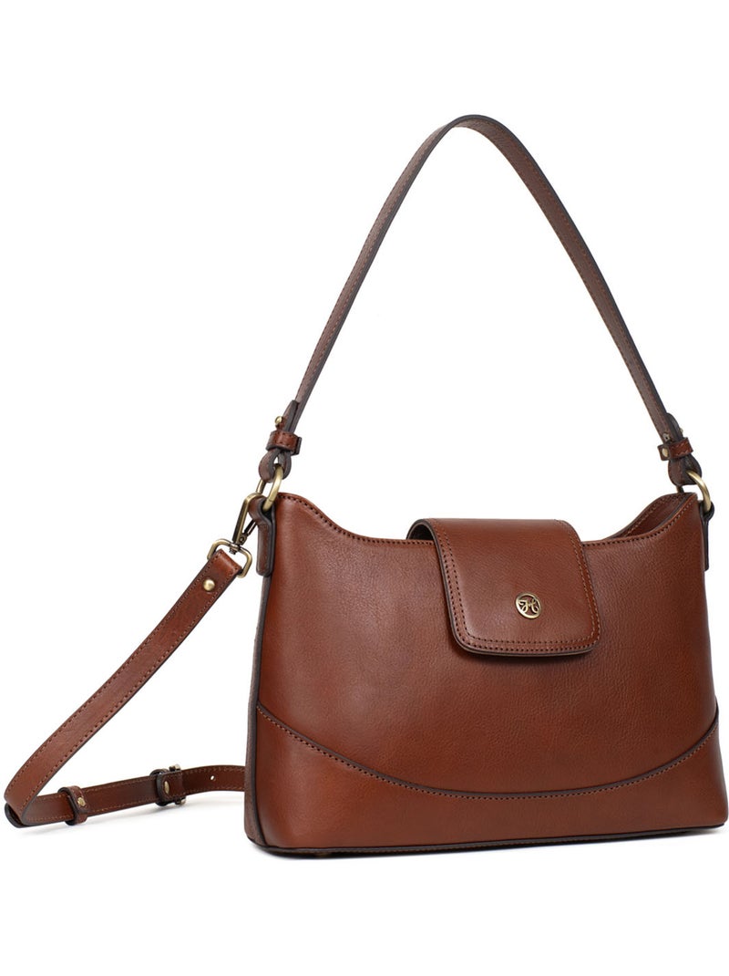 Borsa a spalla 1 manico - pelle ondine hexagona Marrone - Kiabi