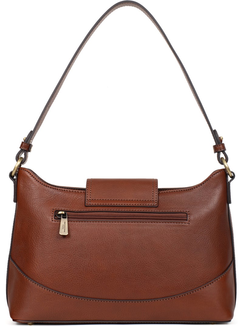 Borsa a spalla 1 manico - pelle ondine hexagona Marrone - Kiabi