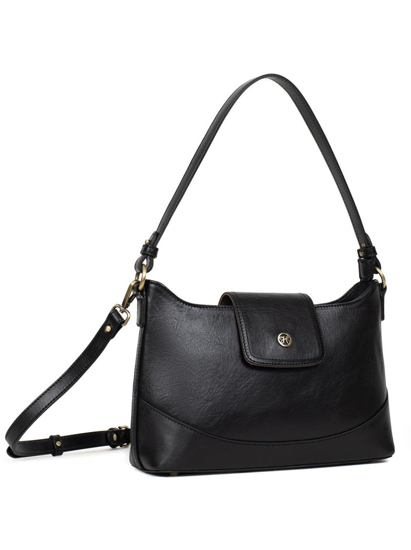 Borsa a spalla 1 manico - pelle ondine hexagona Nero - Kiabi