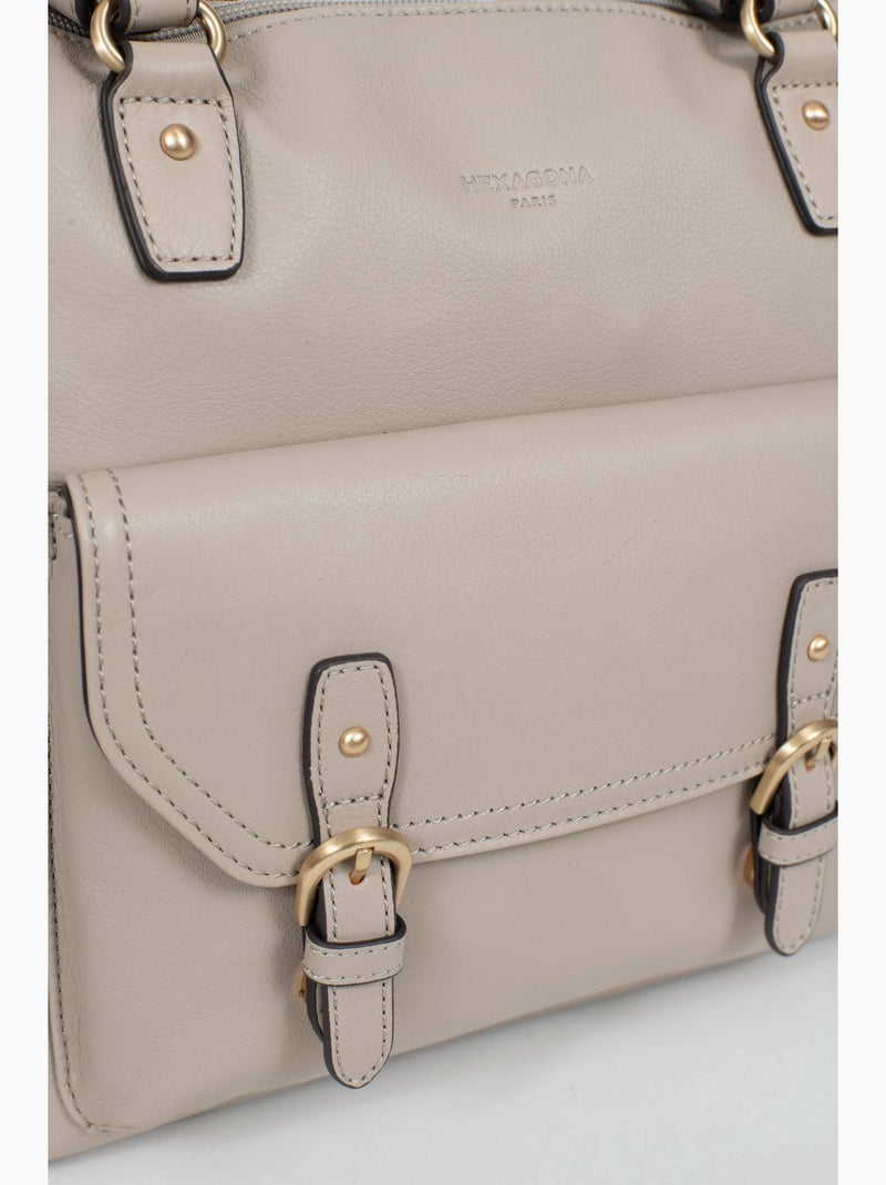Borsa a spalla 2 manici - a4 - pelle di vitello taima hexagona Grigio - Kiabi