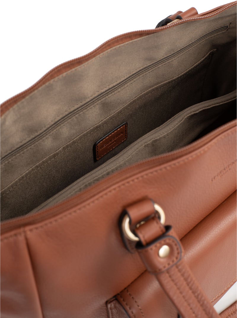 Borsa a spalla 2 manici - a4 - pelle di vitello taima hexagona Marrone - Kiabi