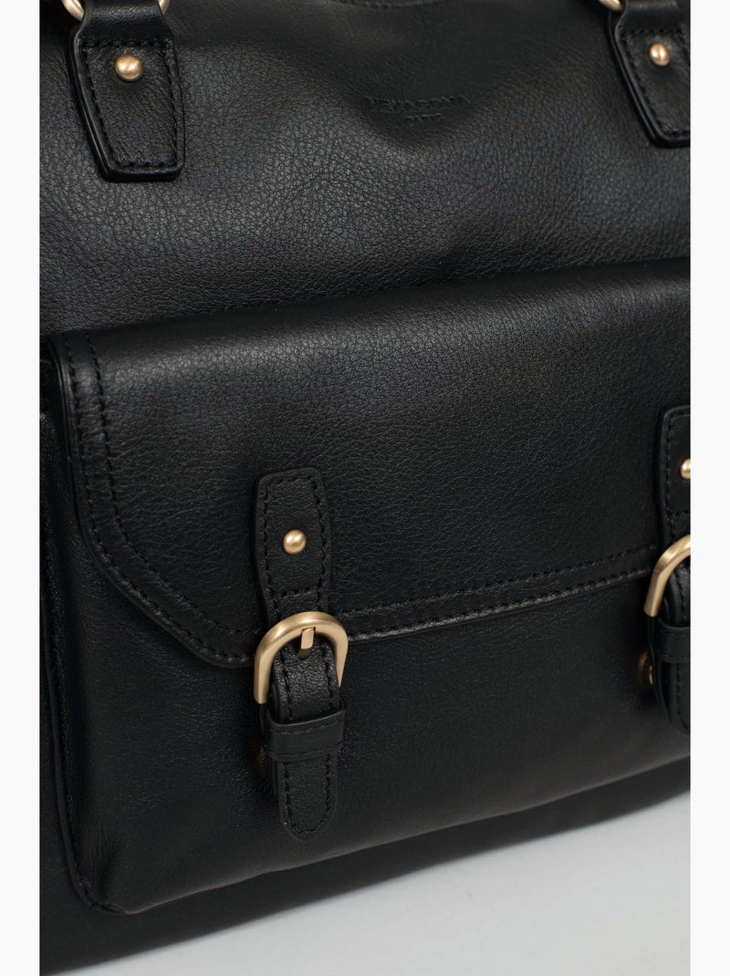 Borsa a spalla 2 manici - a4 - pelle di vitello taima hexagona Nero - Kiabi
