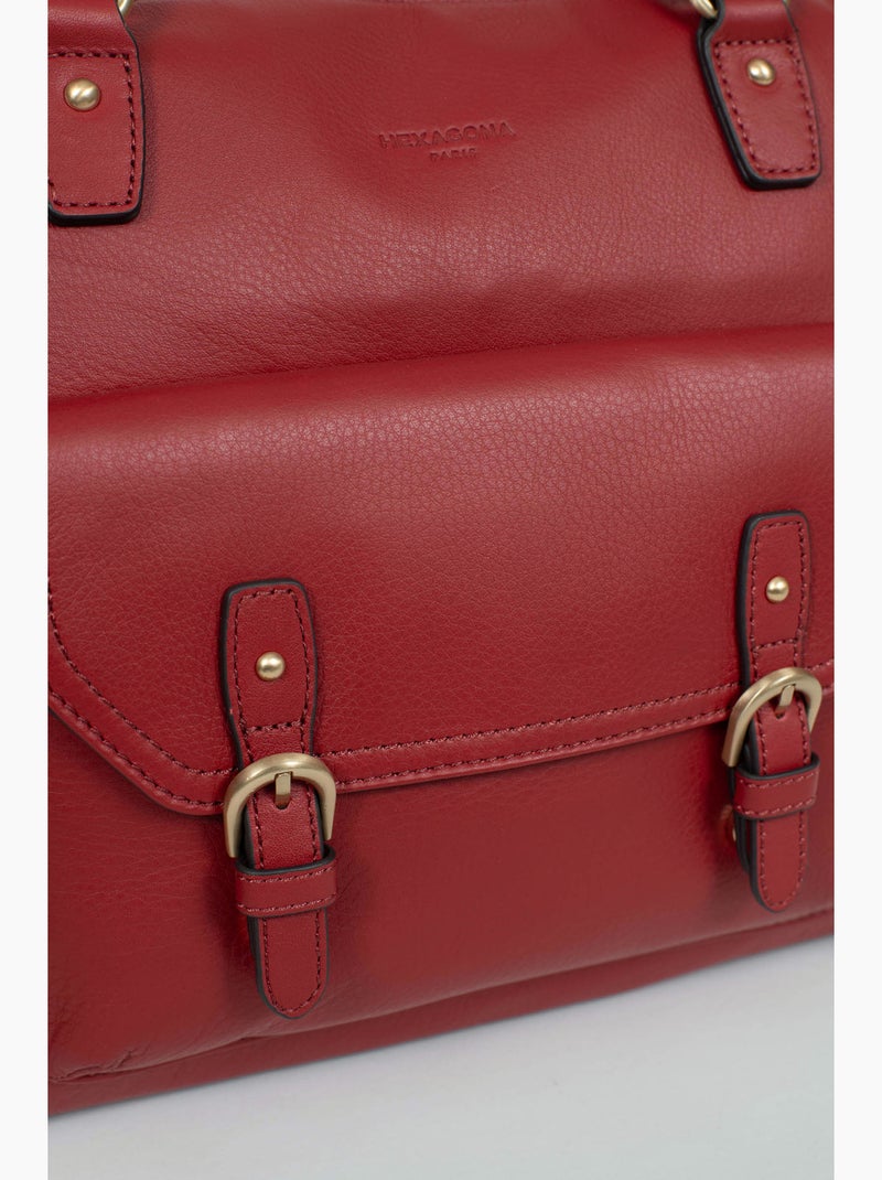 Borsa a spalla 2 manici - a4 - pelle di vitello taima hexagona Rosso scuro - Kiabi