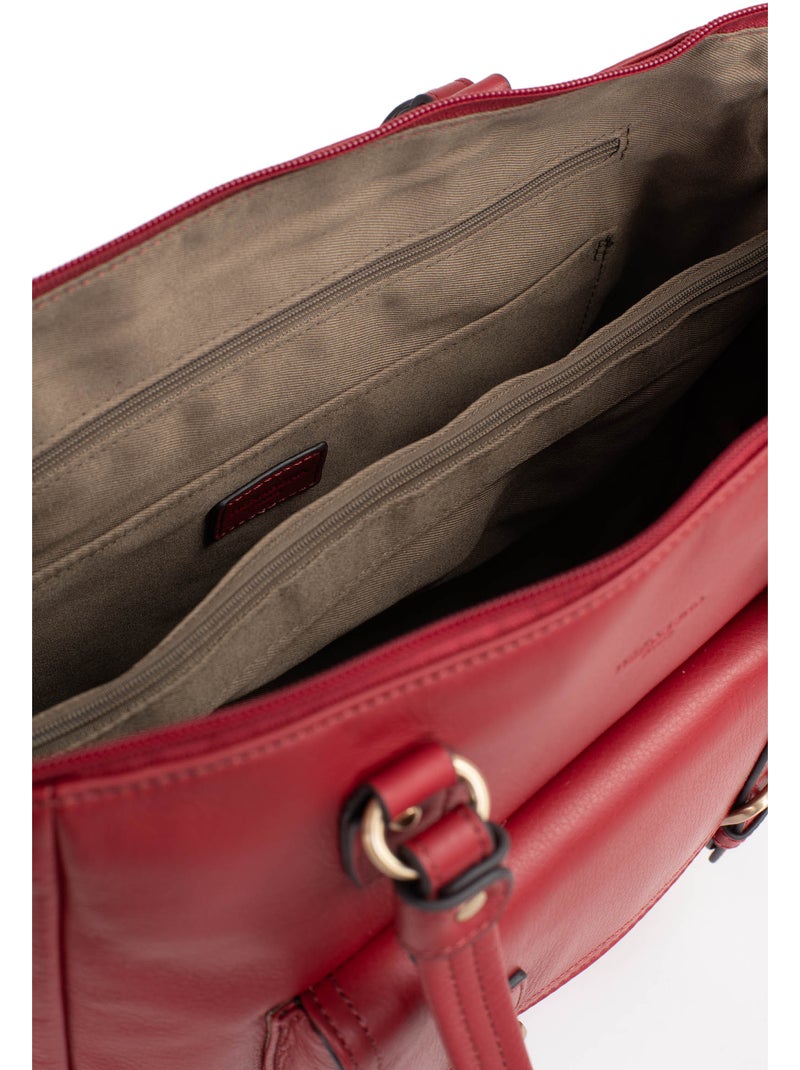 Borsa a spalla 2 manici - a4 - pelle di vitello taima hexagona Rosso scuro - Kiabi