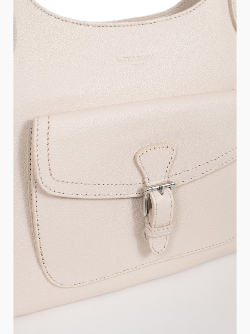 Borsa a spalla 2 manici - pelle mirabelle hexagona Avorio - Kiabi