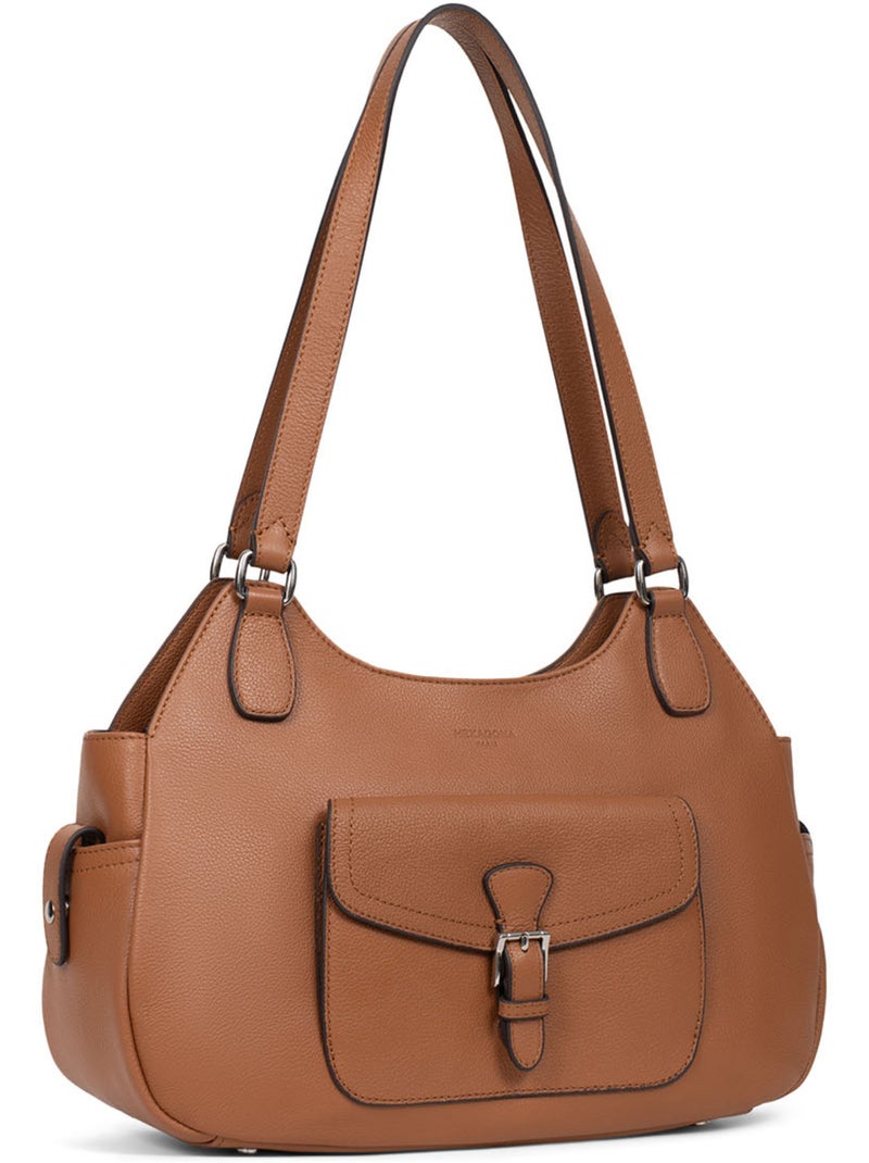 Borsa a spalla 2 manici - pelle mirabelle hexagona Marrone chiaro - Kiabi