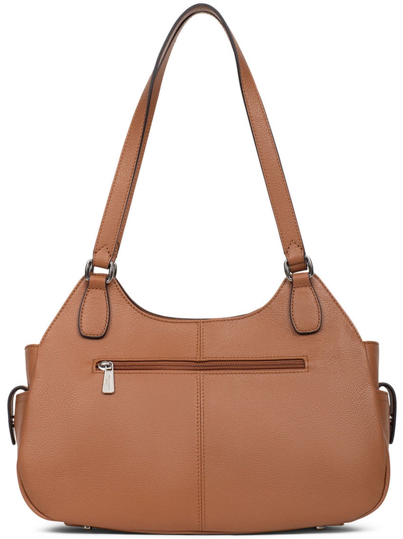 Borsa a spalla 2 manici - pelle mirabelle hexagona Marrone chiaro - Kiabi