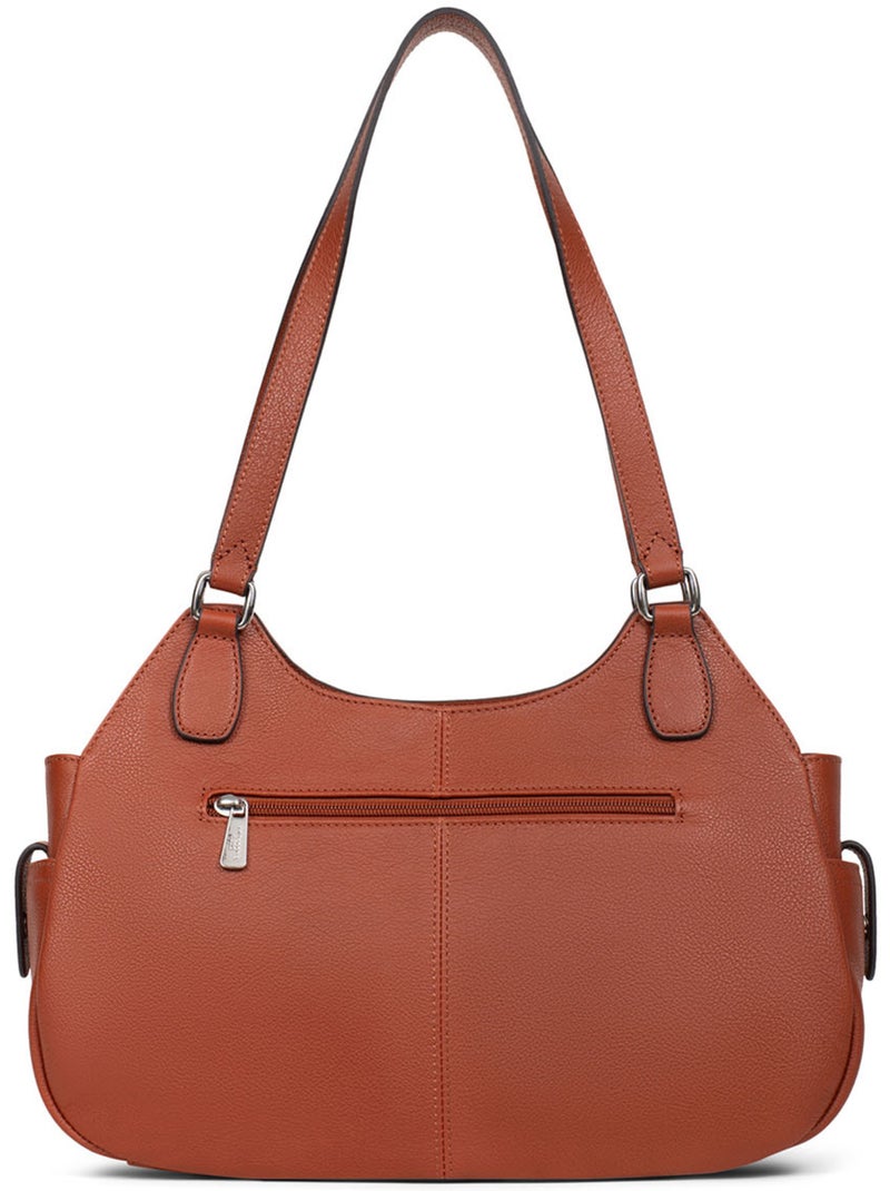 Borsa a spalla 2 manici - pelle mirabelle hexagona Marrone - Kiabi
