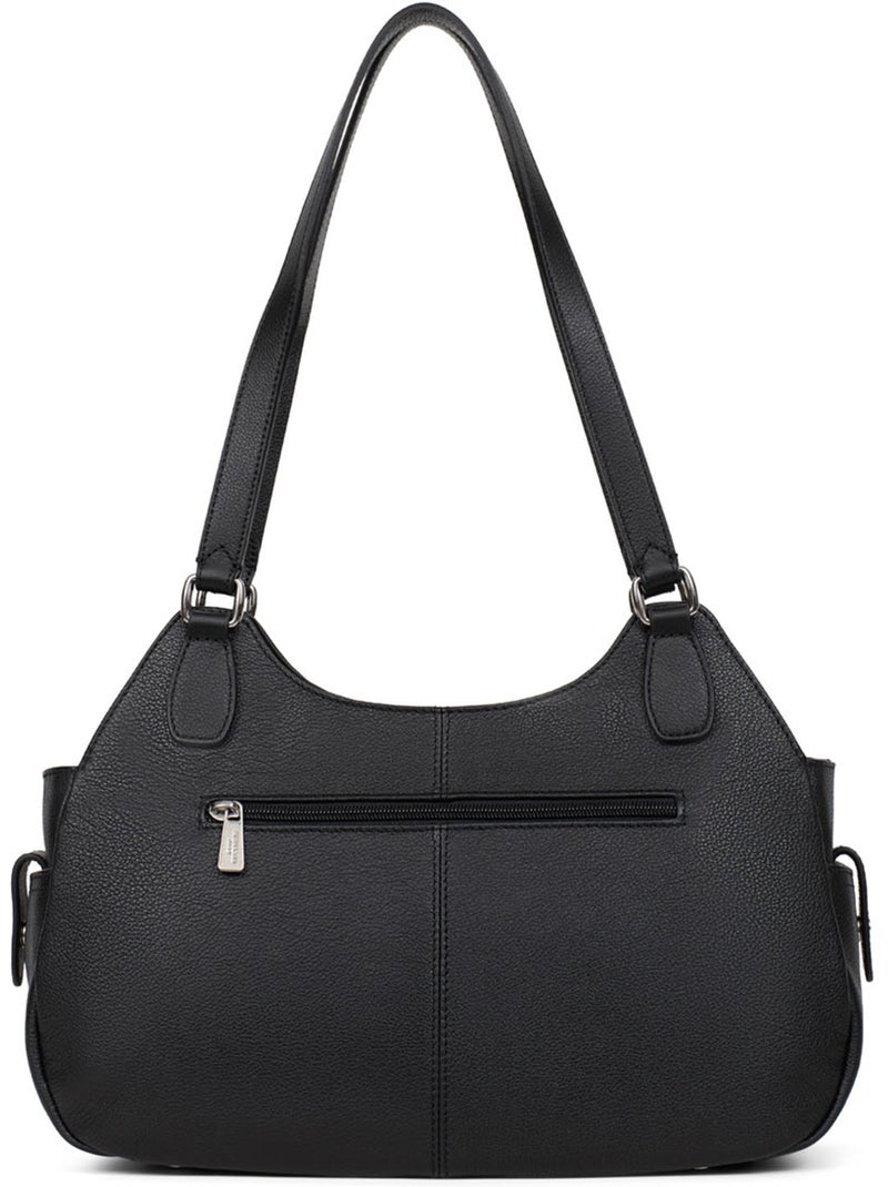 Borsa a spalla 2 manici - pelle mirabelle hexagona Nero - Kiabi