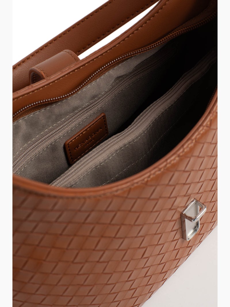 Borsa a spalla con 1 manico nila hexagona Marrone caramello - Kiabi