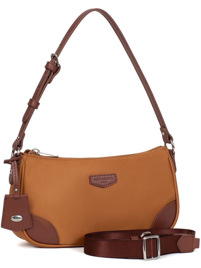 Borsa a spalla con 1 manico pop hexagona Marrone caramello - Kiabi
