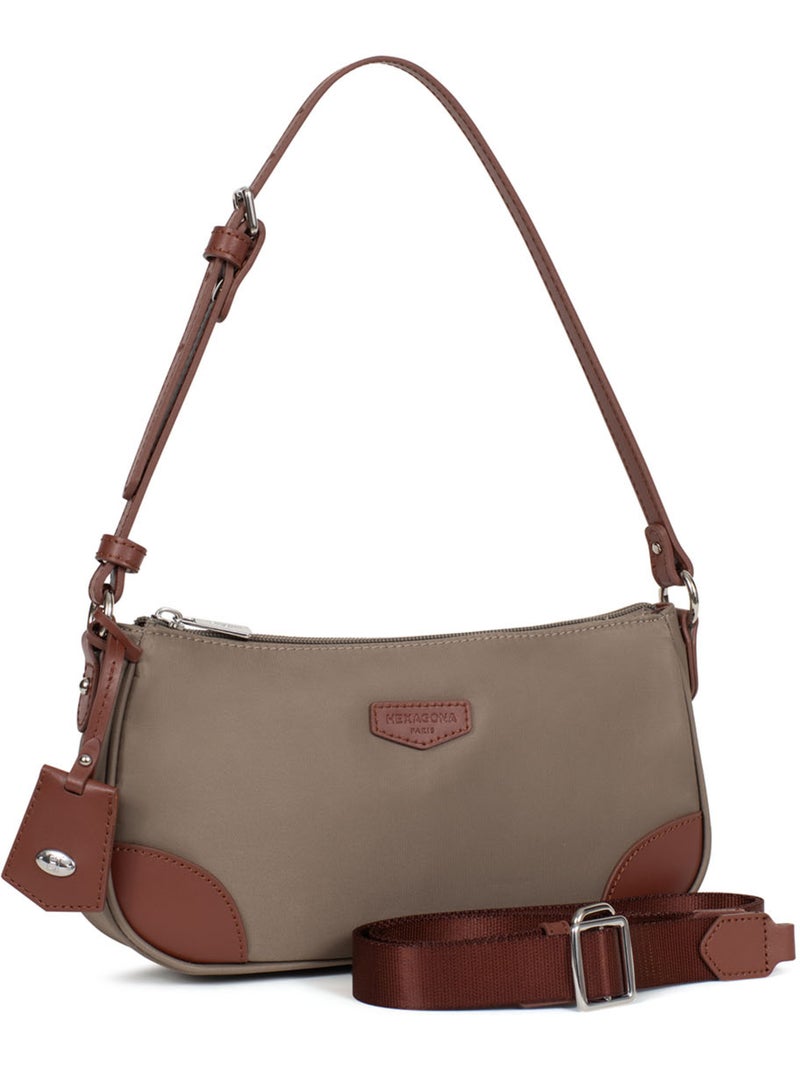 Borsa a spalla con 1 manico pop hexagona Tortora - Kiabi