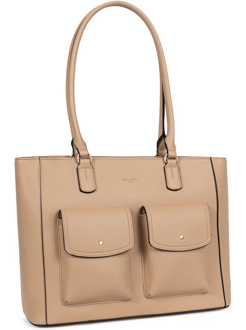 Borsa a spalla con 2 manici - a4 zora hexagona Beige sabbia - Kiabi