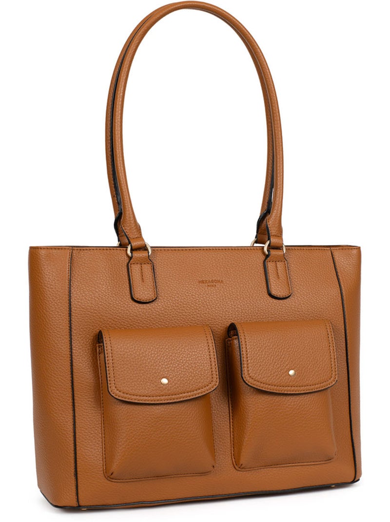 Borsa a spalla con 2 manici - a4 zora hexagona Marrone caramello - Kiabi