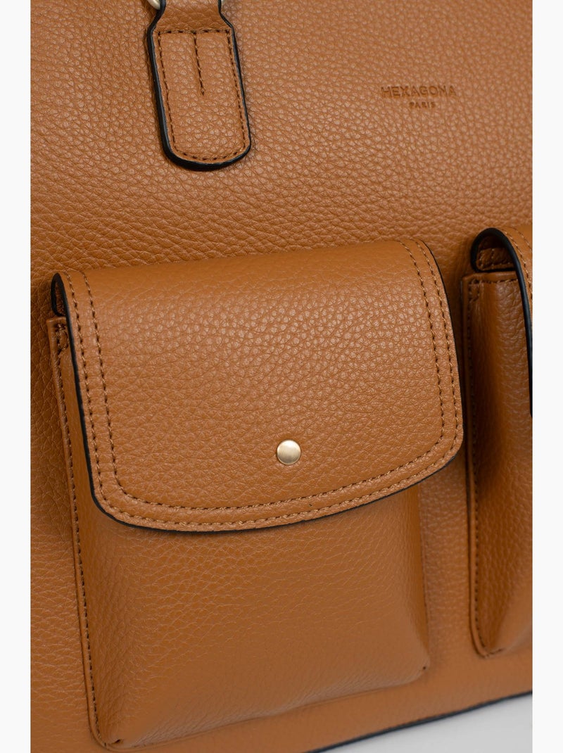 Borsa a spalla con 2 manici - a4 zora hexagona Marrone caramello - Kiabi