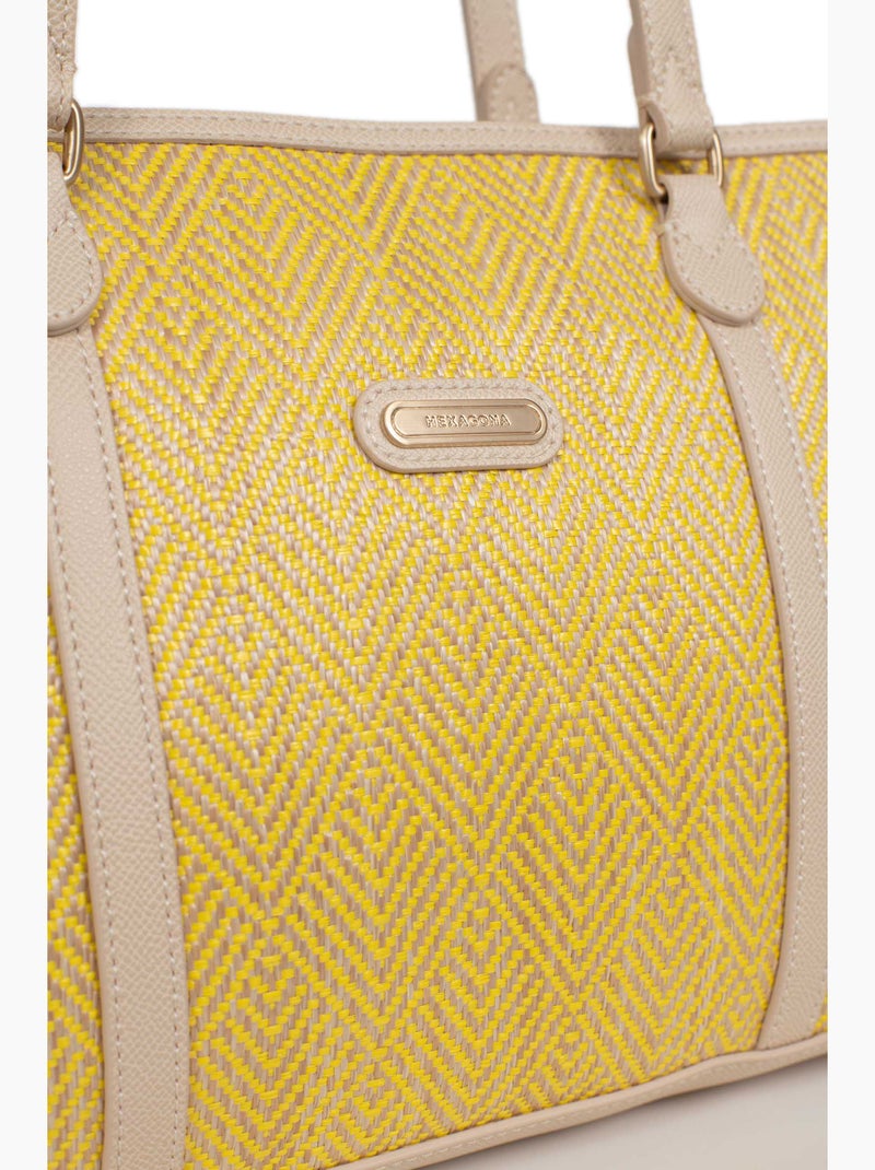 Borsa a spalla con 2 manici capri hexagona Giallo - Kiabi