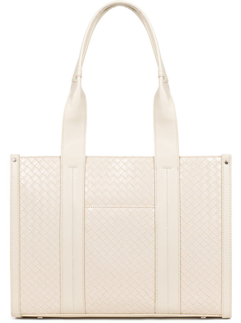 Borsa a spalla con 2 manici nila hexagona Avorio - Kiabi