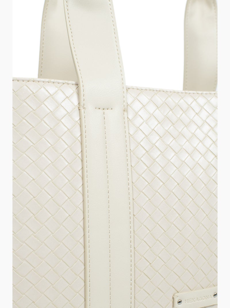 Borsa a spalla con 2 manici nila hexagona Avorio - Kiabi