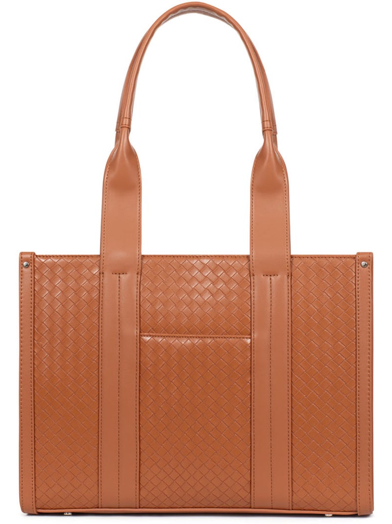 Borsa a spalla con 2 manici nila hexagona Marrone caramello - Kiabi