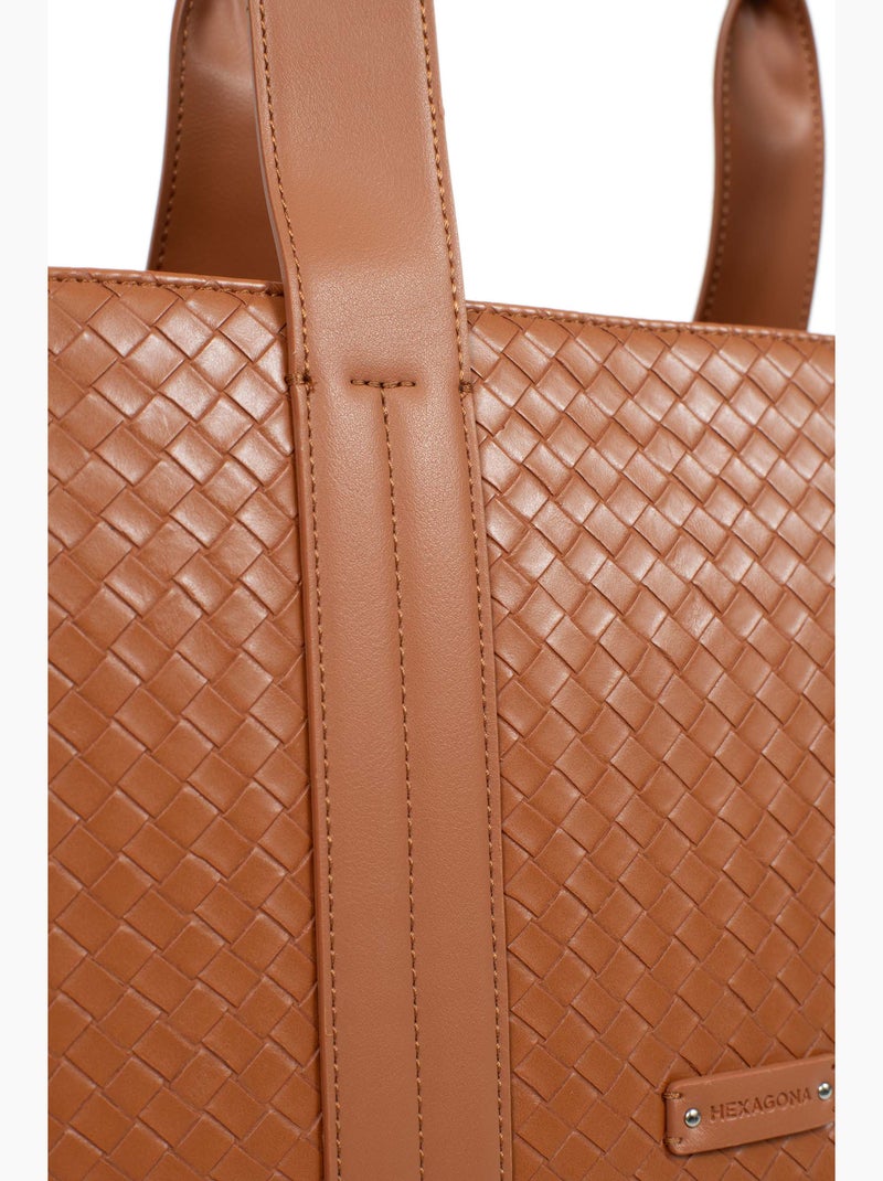 Borsa a spalla con 2 manici nila hexagona Marrone caramello - Kiabi