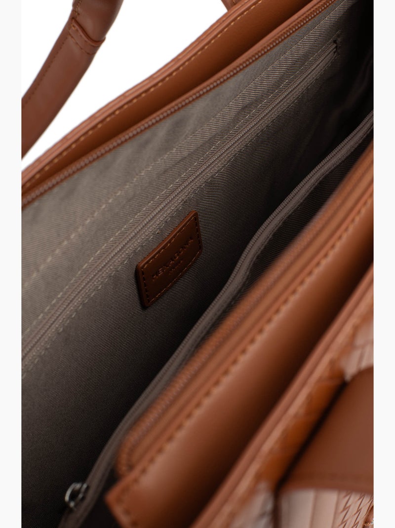 Borsa a spalla con 2 manici nila hexagona Marrone caramello - Kiabi