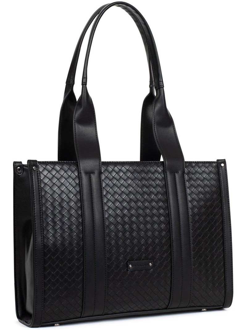 Borsa a spalla con 2 manici nila hexagona Nero - Kiabi