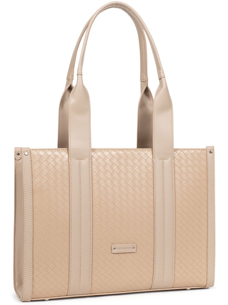 Borsa a spalla con 2 manici nila hexagona Tortora - Kiabi