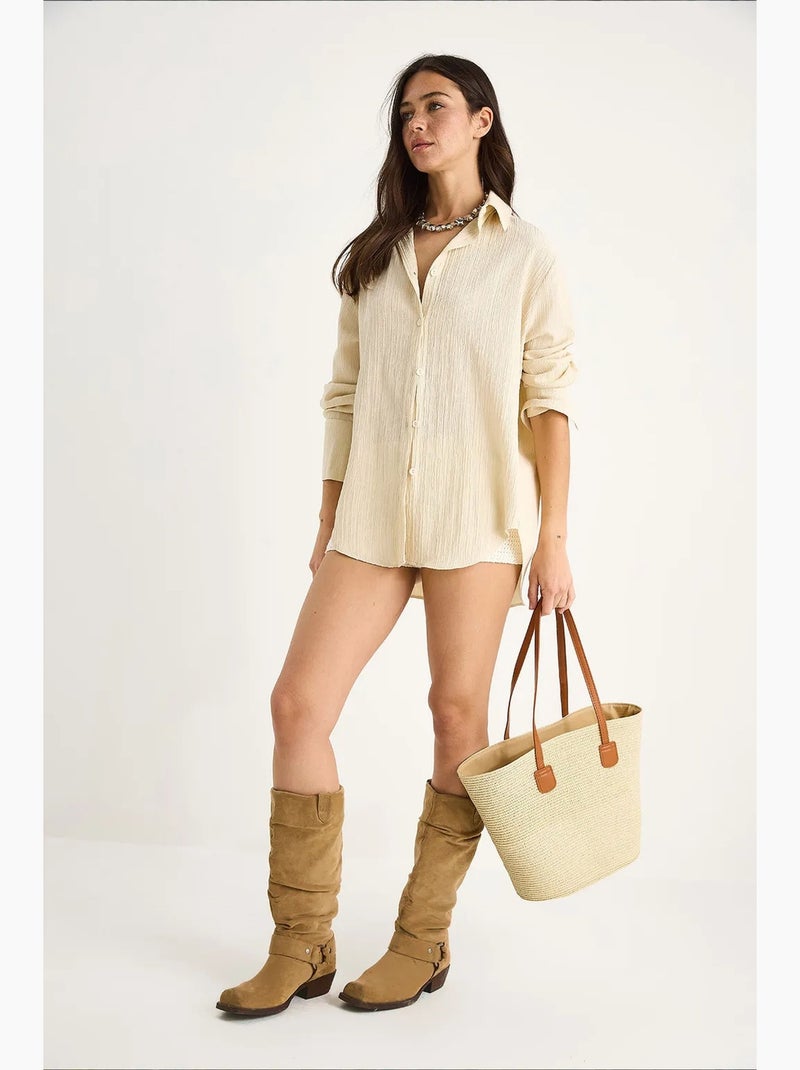 Borsa a spalla da spiaggia lucci Beige naturale - Kiabi