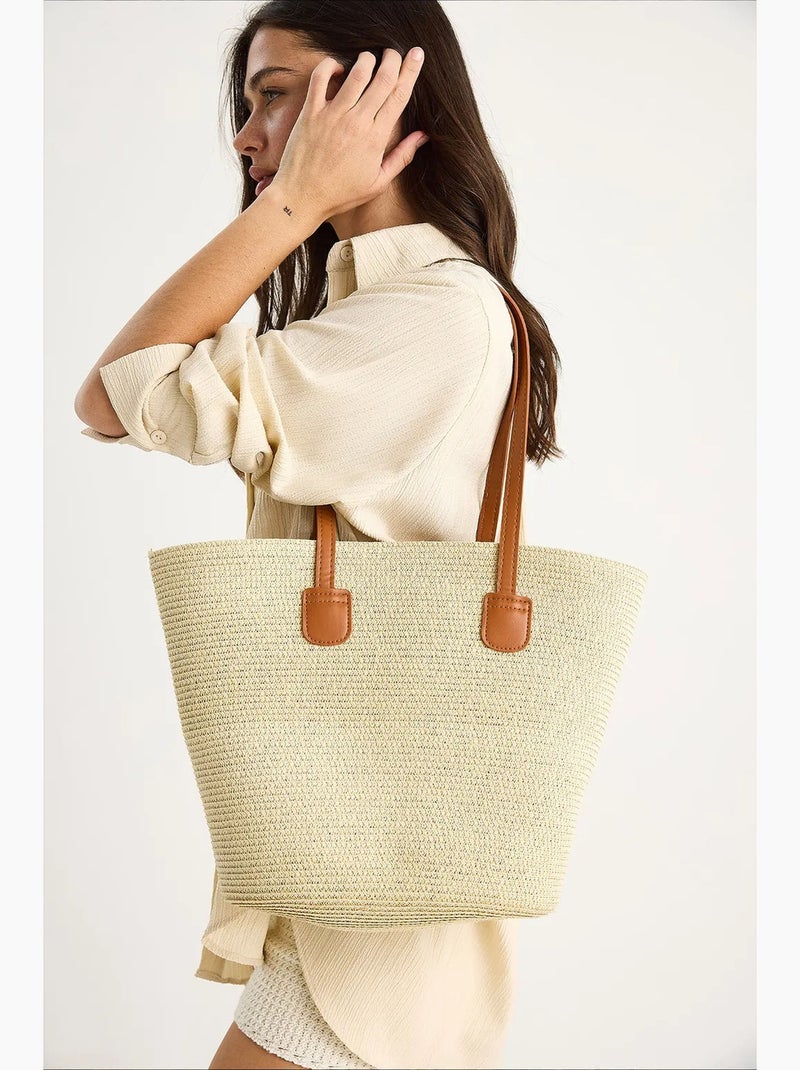 Borsa a spalla da spiaggia lucci Beige naturale - Kiabi
