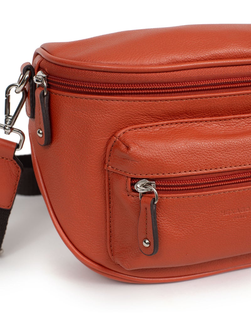 Borsa a tracolla - pelle confort hexagona Arancione - Kiabi