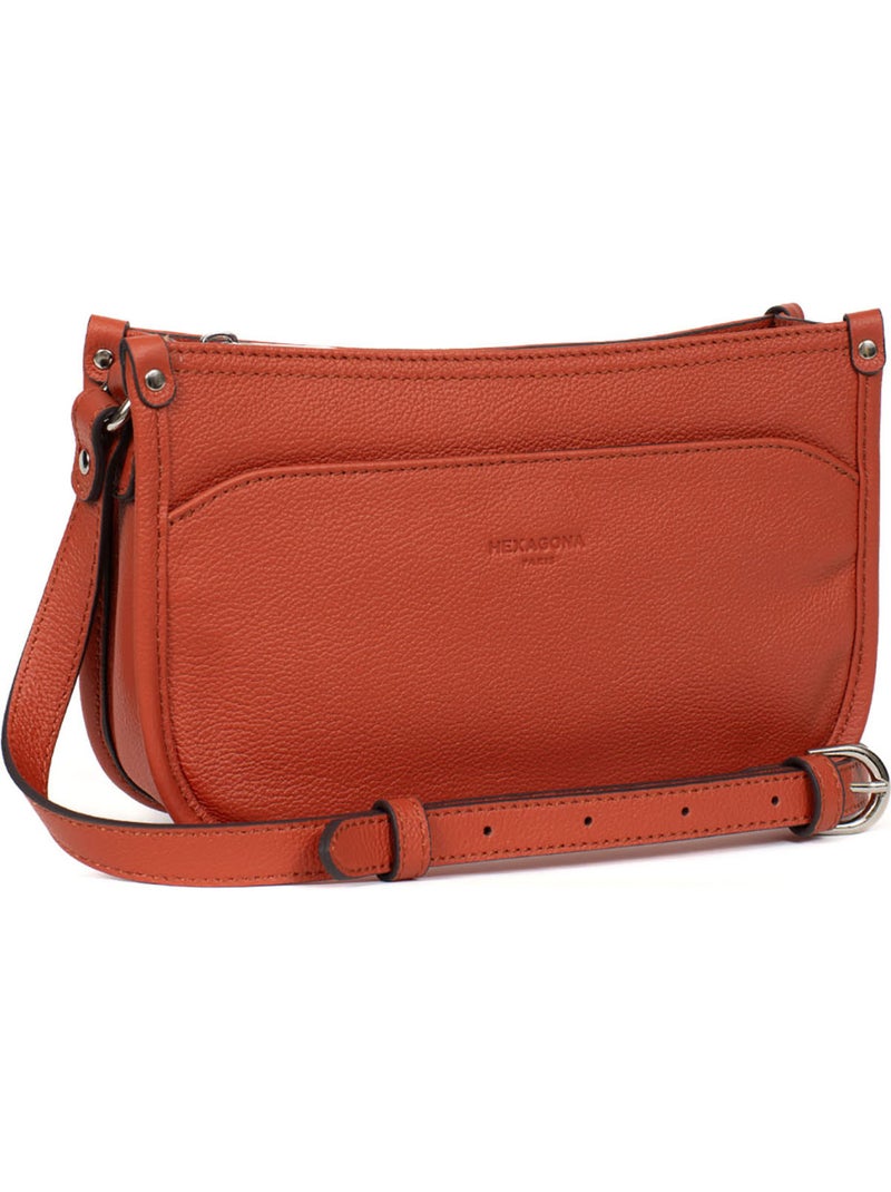Borsa a tracolla - pelle confort hexagona Arancione - Kiabi