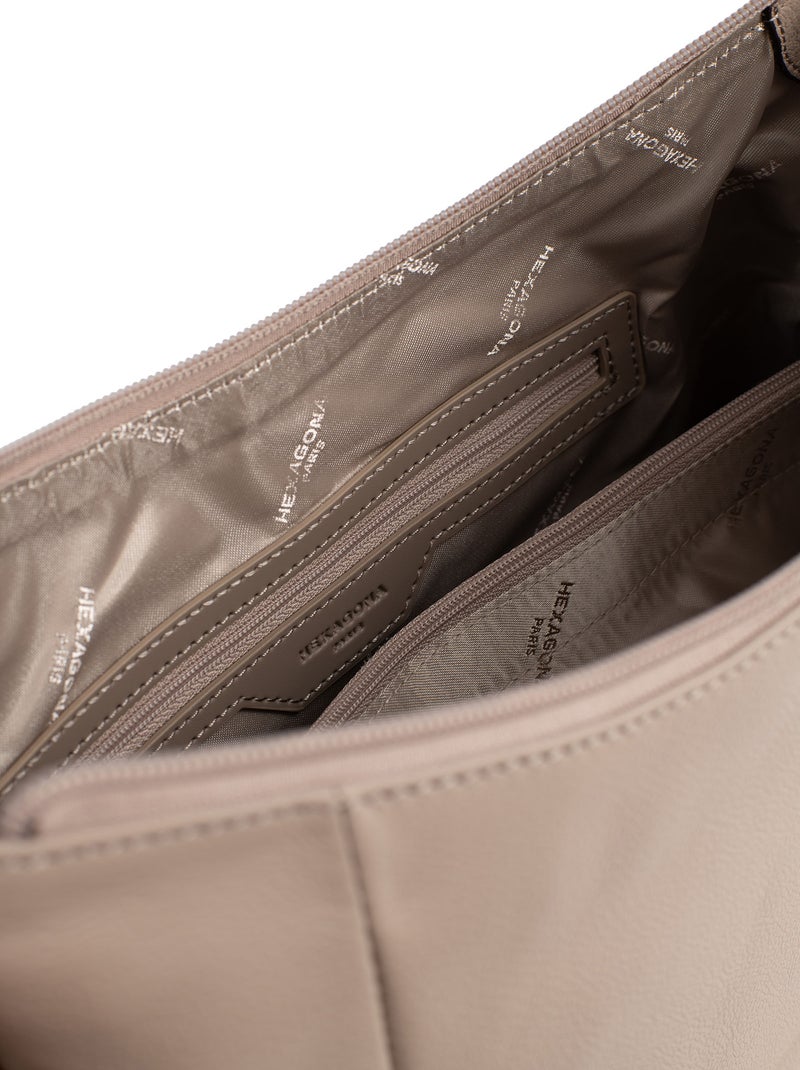 Borsa a tracolla - pelle confort hexagona Beige - Kiabi