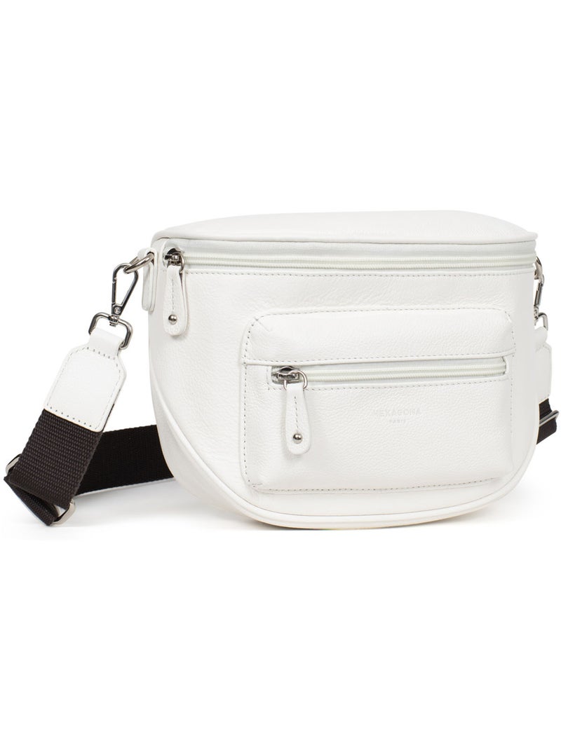 Borsa a tracolla - pelle confort hexagona Bianco - Kiabi