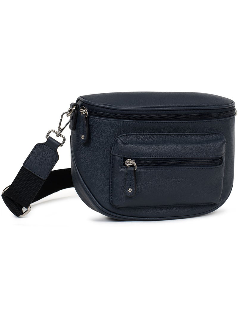Borsa a tracolla - pelle confort hexagona Blu marino - Kiabi