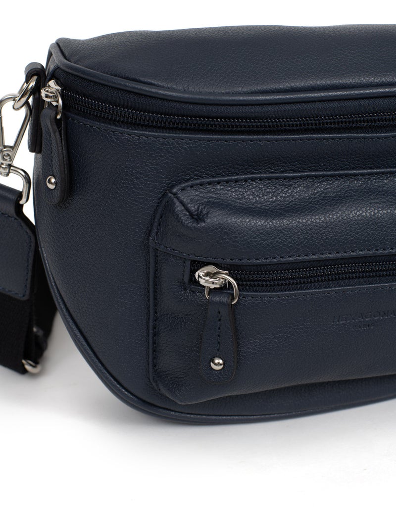 Borsa a tracolla - pelle confort hexagona Blu marino - Kiabi