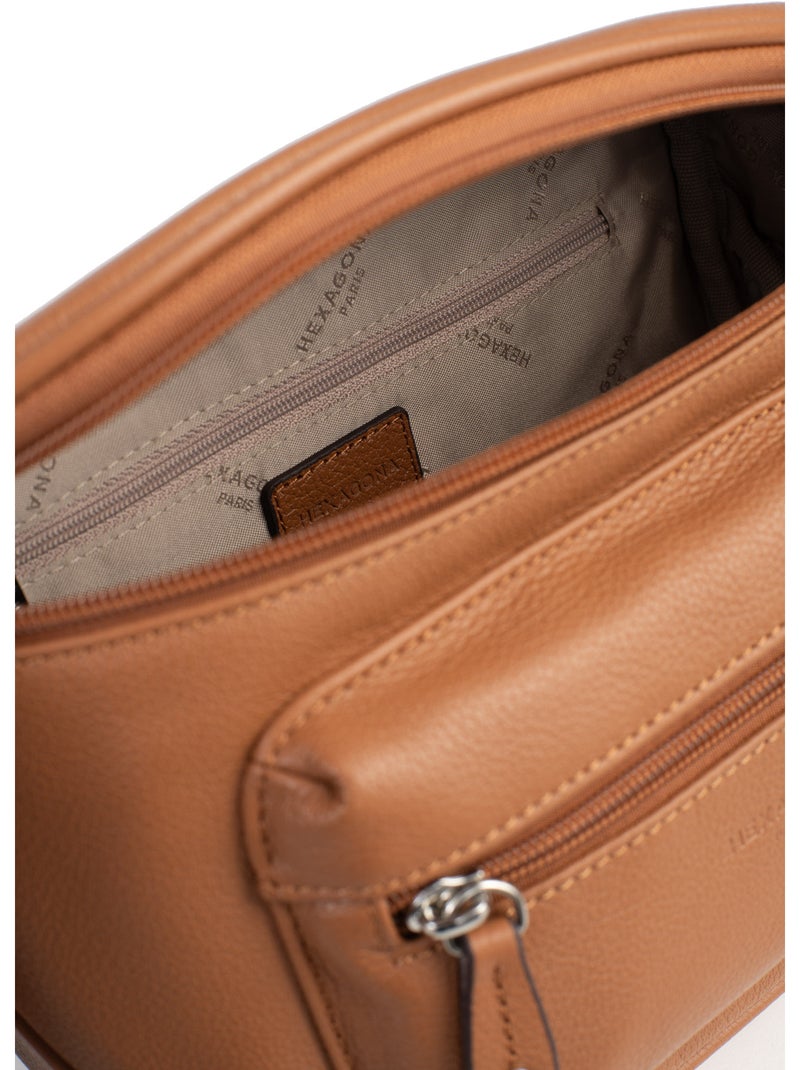Borsa a tracolla - pelle confort hexagona Marrone chiaro - Kiabi