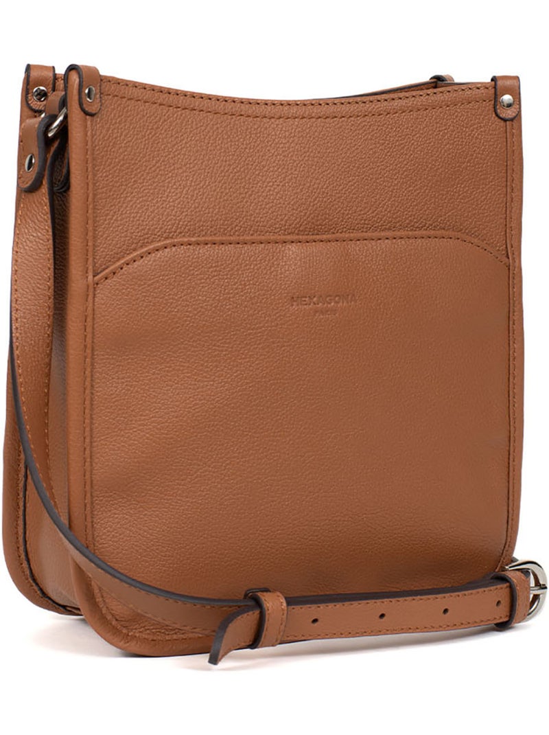 Borsa a tracolla - pelle confort hexagona Marrone chiaro - Kiabi